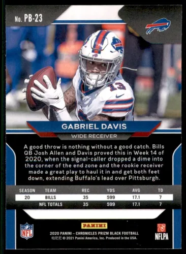 Vista 2 de 2020 Panini Chronicles - Prizm Black #PB-23 Gabriel Davis