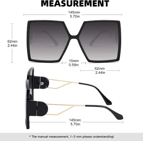 Vista 4 de STORYCOAST Gafas de sol cuadradas de gran tamaño para mujer, a la moda, con protección UV400