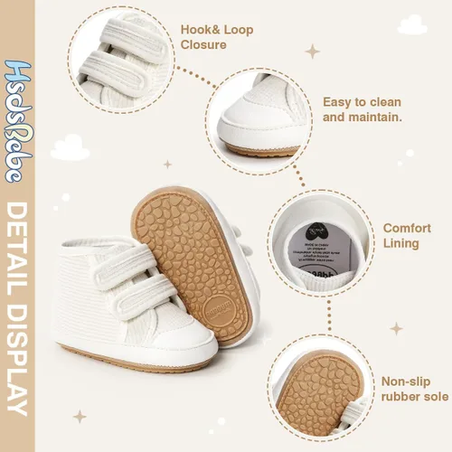 Vista 5 de HsdsBebe Zapatos deportivos de piel sintética para bebés, niños y niñas, con suela de goma, primeros pasos, zapatillas de cuna
