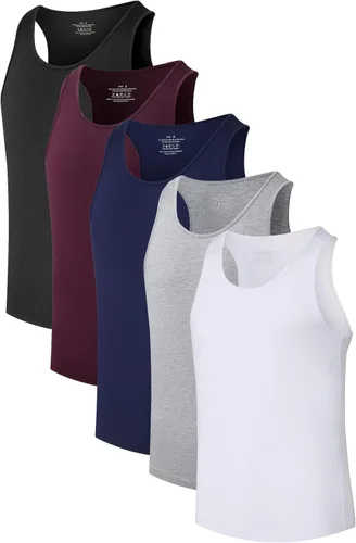 Vista 10 de COLORFULLEAF Camisetas sin mangas de rayón de bambú para hombre, camisetas sin mangas elásticas con cuello redondo (1 o 3)