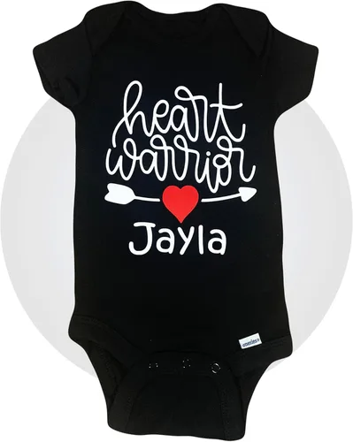 Vista 8 de Regalos de guerrero del corazón - Body personalizado 100% algodón - Talla unisex - Negro o blanco disponible - Ropa de bebé CHD
