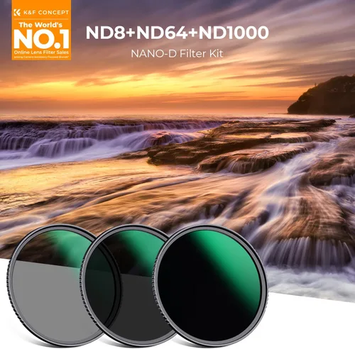 Vista 2 de K&F CONCEPT Kit de filtros de lente ND8 ND64 ND1000 ND de 1.929 in, vidrio óptico, 24 filtros impermeables multicapa con bolsa de filtro y paños