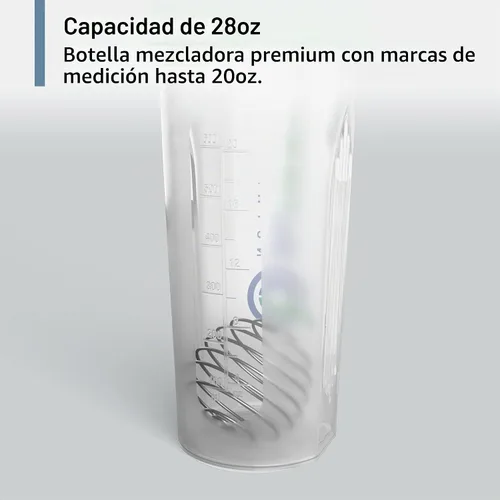 Vista 2 de BioTrust BlenderBottle - Botella mezcladora clásica, 28 onzas con bucle, transparente/verde