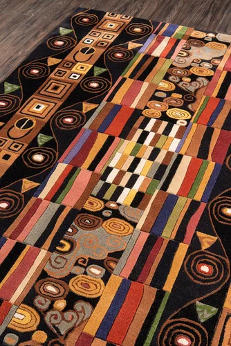 Vista 2 de Momeni Rugs New Wave Collection, alfombra de área contemporánea 100% lana tallada a mano y copetuda, 3 pies 6 pulgadas x 5 pies 6 pulgadas, negro