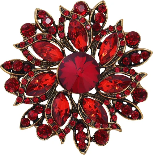 Vista 11 de LAXPICOL Broche Vintage de Flores Elegante con Cristales Austríacos para Mujer Negro
