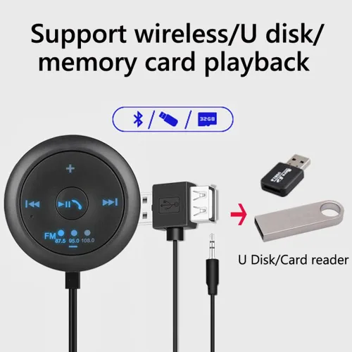Vista 4 de Reproductor de MP3 para coche Receptor transmisor FM inalámbrico manos libres llamada función de memoria TF tarjeta U disco AUX Player