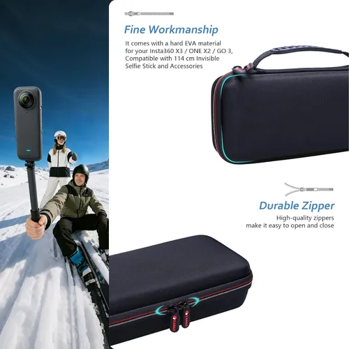 Vista 6 de XANAD Funda rígida para cámara de acción Insta360 X4 Air / Insta360 X3 / Insta360 ONE X2 Action Camera e Insta 360 Bullet Time Bundle con soporte