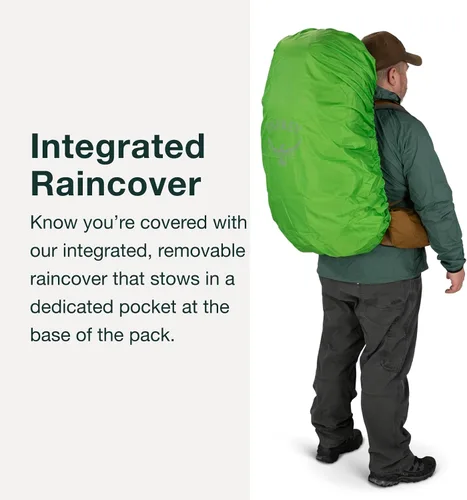 Vista 5 de Osprey Rook 65L Mochila de mochilero para hombre, color carbón oscuroforro plateado