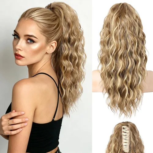 Vista 16 de REECHO Extensión de cola de caballo, extensiones de cabello rizado de cola de caballo de 18 pulgadas, extensiones de cabello sintético natural
