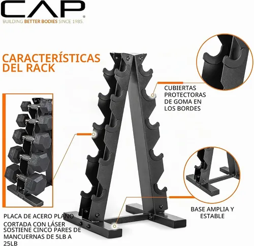 Vista 4 de CAP Barbell Juego de mancuernas con estante Múltiples opciones en 150 libras y 210 libras