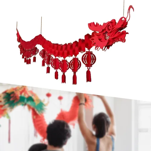 Vista 3 de Esquirla Decoraciones de techo de dragón de año nuevo, dragón de papel colgante, 2.6M, estilo A