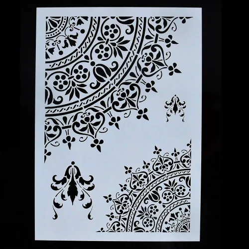 Vista 3 de Plantilla decorativa de mandala para pintar en paredes, muebles, manualidades, mandala (tamaño A2)