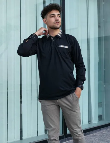 Vista 4 de Polera polo clásica Coofandy de hombre con manga corta y cuello plisado