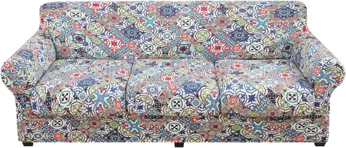 Vista 40 de hyha Funda para sofá, fundas para sofá biplaza, diseño floral, elásticas, estampadas, 3 piezas, fundas para sofá de 2 cojines separados, protector