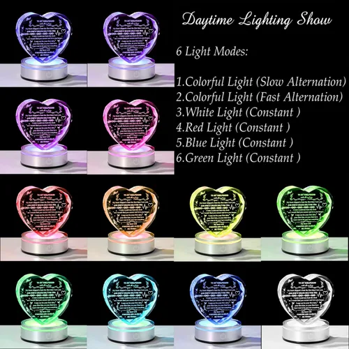 Vista 3 de Regalos Qianwei para novia de novio únicos - Regalos personalizados de corazón de cristal para mi novia que lo tiene todo - Ideas de regalo