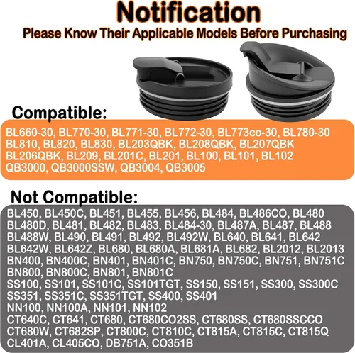 Vista 5 de 2 piezas de repuesto para licuadora Ninja de diámetro interior de 2.81 pulgadas para licuadora Ninja BL660 BL740 BL770 BL780 BL810 BL820 BL830