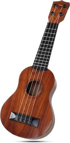 Vista 13 de Raimy Guitarra ukelele de 17 pulgadas para niños, 4 cuerdas, mini guitarra para niños, instrumentos musicales, juguetes educativos con púas