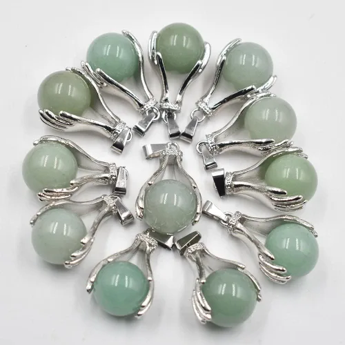 Vista 3 de Colgante de cristal de cuarzo natural con forma de bola redonda, collares de cuentas para yoga, reiki, chakras, curación, joyería para mujeres