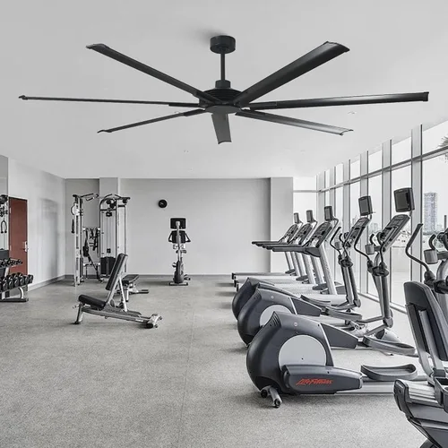 Vista 3 de Ventilador de techo grande de 84 pulgadas sin luz, ventilador de techo negro con certificación ETL