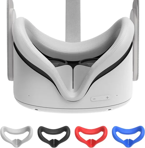 Vista 2 de LEABBY 4Pcs VR Silicone Face Cover Compatible with Oculus Quest 2Light-Thin VR Face PadsWaterproof Anti-Dirty Replacement Facial Cushion VR Pads