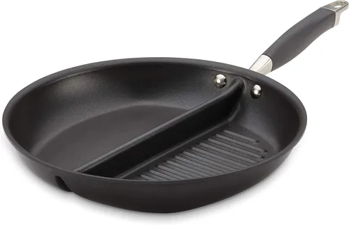 Vista 10 de Anolon Advanced - Parrilla dividida antiadherente anodizada dura, sartén para plancha, 12.5 pulgadas, color gris