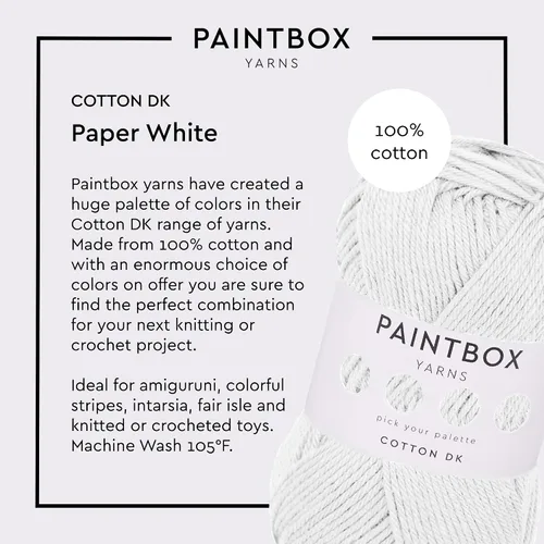 Vista 2 de Paintbox Yarns - Hilo 100% algodón DK, 1.76 onzas, 137 yardas, 410.1 ft #401 Papel blanco