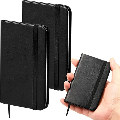 Vista 9 de Qeeenar Paquete de 10 cuadernos de bolsillo de cuero de tapa dura, mini diarios rayados de 4 x 2.5 pulgadas, diseño de hojas doradas, 50 hojas