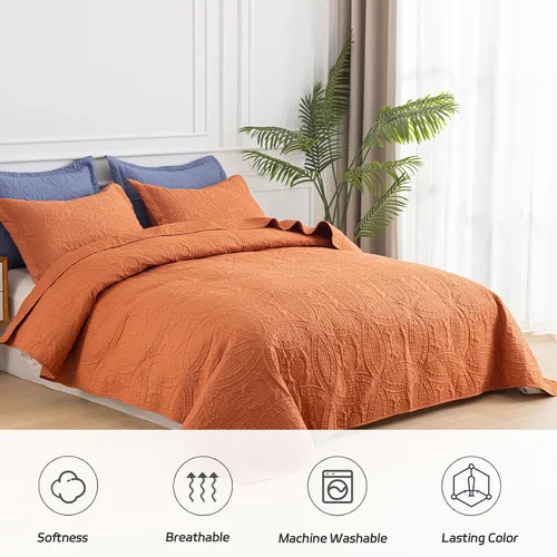 Vista 2 de SheRest - Juego de colcha individual - colcha de cama suave y transpirable, colcha con relieve de estilo moderno, colcha de microfibra ligera