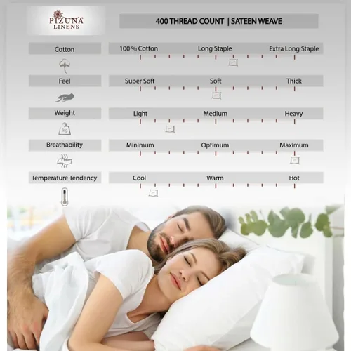 Vista 4 de Pizuna Juego de 2 fundas de almohada de 100 % algodón puro, tamaño Queen, color blanco, lujosas fundas de almohada de 400 hilos de satén de algodón