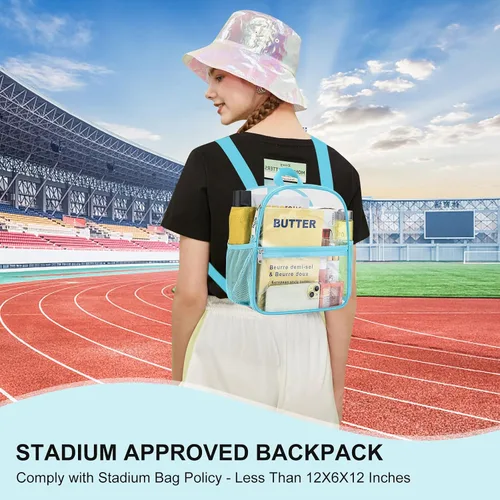 Vista 7 de Mochila deportiva transparente para eventos en estadios de 12 x 12 x 6 pulgadas, pequeña para ventiladores, conciertos, playa, trabajo, viajes