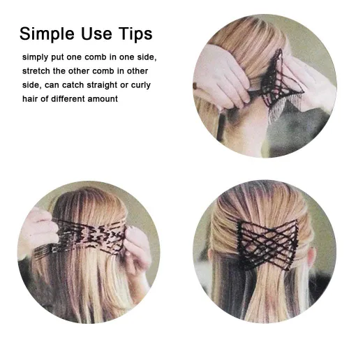 Vista 4 de 3 piezas de accesorios para el cabello con cuentas elásticas vintage mágicas para mujeres, señoras, niñas, pinzas elásticas para el cabello
