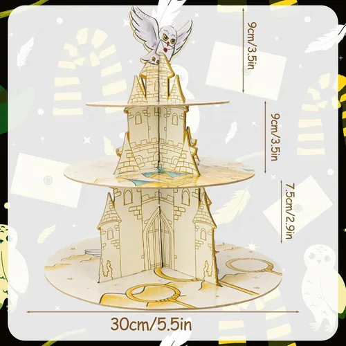 Vista 2 de Soporte mágico para cupcakes de 3 niveles, soporte de mago de cumpleaños y fiesta de Halloween, regalo para amantes de la magia