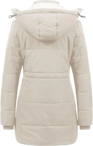 Vista 2 de CREATMO US Abrigo de invierno de sherpa grueso para mujer, chaqueta de nieve cálida con capucha extraíble
