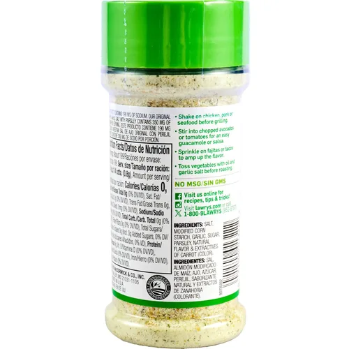 Vista 25 de Lawry's 25% menos de sal de ajo y sodio con perejil, 5.62 oz