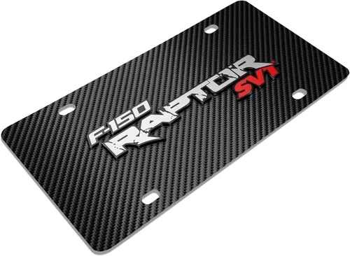 Vista 3 de iPick Image Para Ford F-150 Raptor SVT 3D Logo Negro Fibra de Carbono Patten Placa de Acero