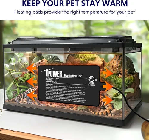 Vista 5 de iPower Almohadilla térmica de reptiles de 4 x 7 pulgadas y termostato digital de calor para mascotas anfibias