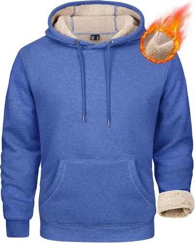 Vista 14 de MAGCOMSEN Sudadera con capucha pesada con forro polar Sherpa para hombre Verde militar