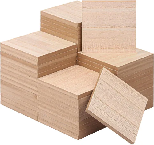 Vista 11 de Paquete de 20 bloques cuadrados de madera MDF sin terminar, bloques de madera de 3.9 x 3.9 pulgadas para manualidades, proyectos de bricolaje