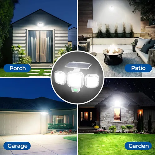 Vista 7 de CINOTON Luces solares con sensor de movimiento para exteriores, luces de seguridad LED con 3 modos y control remoto, IP65 impermeables, alimentadas
