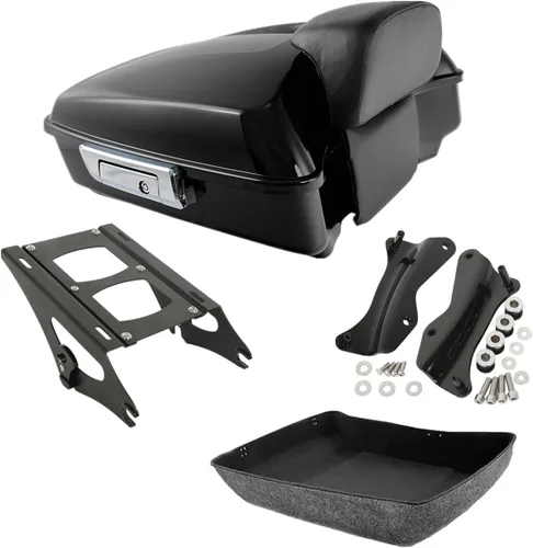 Vista 14 de TCMT Pestillos Negros de 10.7" para Maletero Cortado, Almohadilla de Respaldo, Luz Trasera LED con Señal de Giro Compatible con Harley Touring