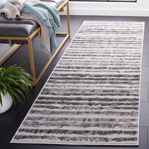 Vista 6 de SAFAVIEH Adirondack Collection - Alfombra decorativa de 2 pies 6 pulgadas x 4 pies, marfil y carbón, diseño moderno ondulado, envejecido,