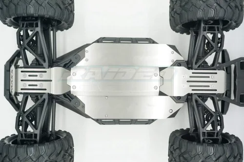 Vista 8 de V1 Versión Antigua Maxx Steel Chasis Protector Protector Armadura Delantera Centro Trasera Placa De Deslizamiento Para Traxxas V1 1/10 MAXX - Hueco
