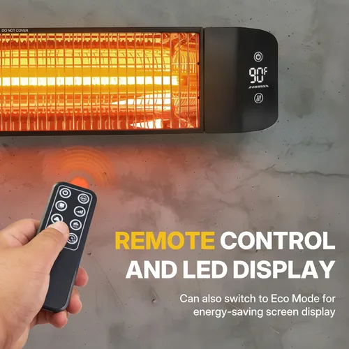Vista 6 de Calentador eléctrico para exteriores de 1500 W, calentador de patio para uso en exteriores, calefacción silenciosa y específica, control inteligente
