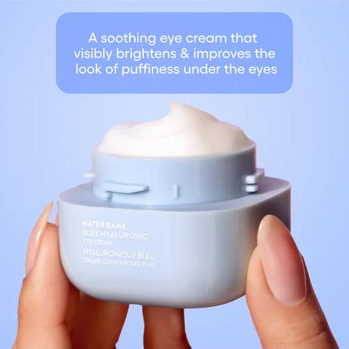 Vista 4 de LANEIGE Water Bank Blue Hyaluronic Eye Cream: Tratamiento hidratante para los ojos con niacinamida y cafeína para iluminar, nutrir y reducir