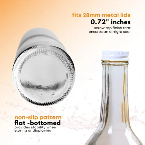 Vista 4 de Botellas de vidrio transparente de 25.4 fl oz con tapas W5 Burdeos - Juego