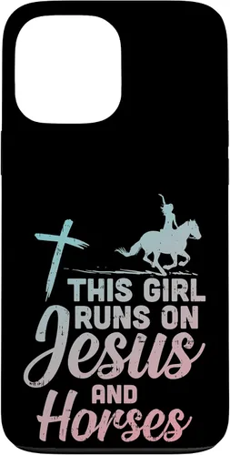 Vista 23 de Funda de regalo para iPhone 16 Girl Runs Jesus Horses Christian Horseback Equestre