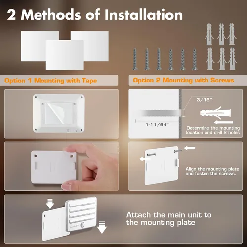 Vista 5 de EverBrite Luces nocturnas con sensor de movimiento, luz LED suave y cálida, funciona con pilas, luz nocturna autoadhesiva para dormitorio, baño