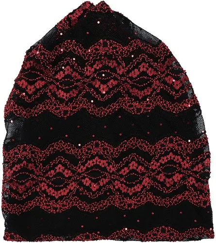 Vista 3 de Turbante elástico de encaje indio rosa para mujer, bufanda para la cabeza para la pérdida de cabello, bufanda elástica suave (vino-03, tamaño libre)