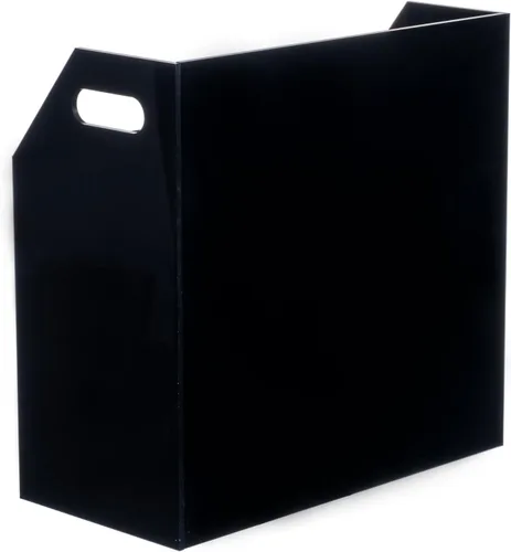 Vista 6 de MyGift Soporte para casetes compactos de acrílico negro de 2 niveles con asas de transporte recortadas, cintas de casete de audio retro, soporte