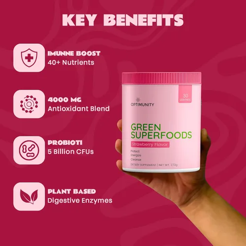 Vista 5 de Green Superfoods Polvo - Sin sabor - Mezcla de verduras orgánicas con espirulina, probióticos y enzimas digestivas - Desintoxicación, apoyo